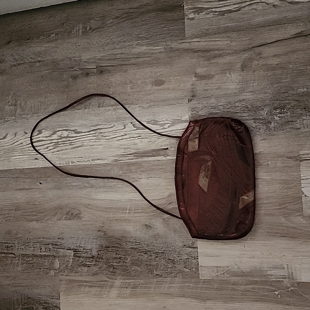 Vintage 70s Varon Burgandy/Black Snakeskin Leather Purse